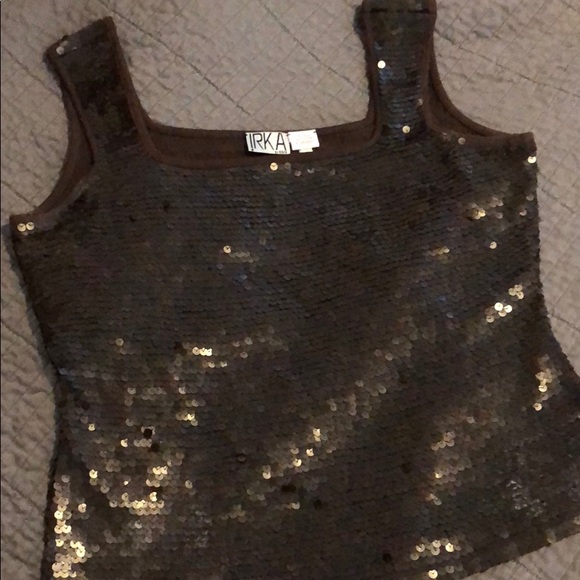 IRKA by SSG brown sequin top - Picture 1 of 1